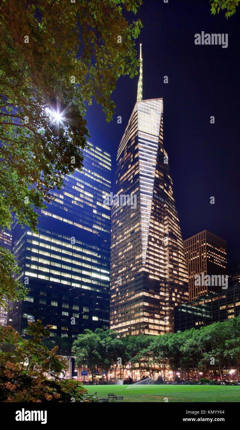 Bryant Park New York City Green Grass Skyline Apartment Buildings Bank