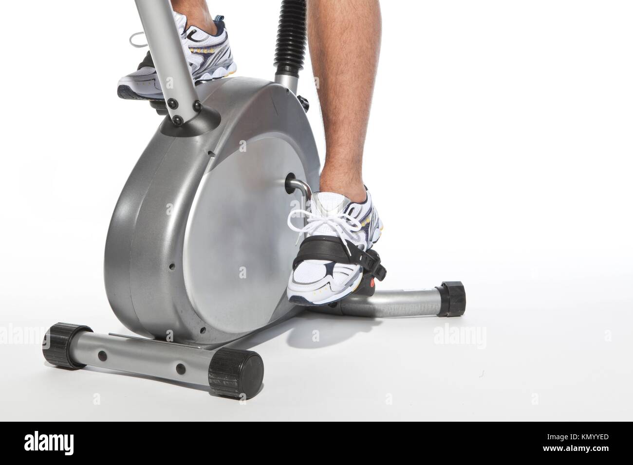 man who pedal stationary bikes, cyclette Stock Photo Alamy
