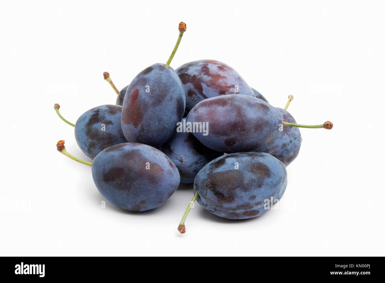 Whole fresh purple Damson plums on white background Stock Photo Alamy