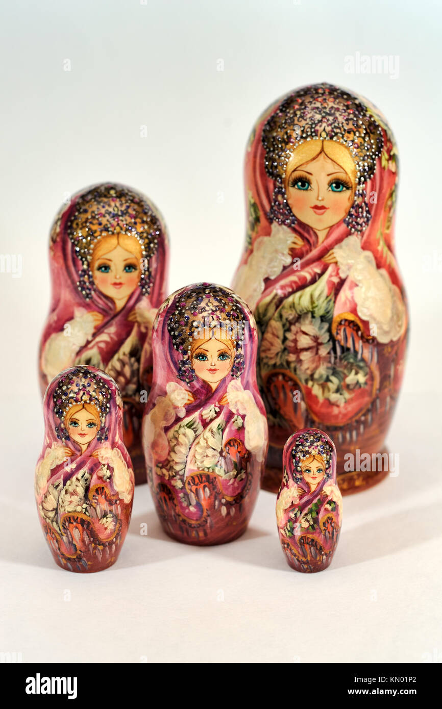 Pretty Matryoshka Doll with Floral Ornaments Traditional Russian