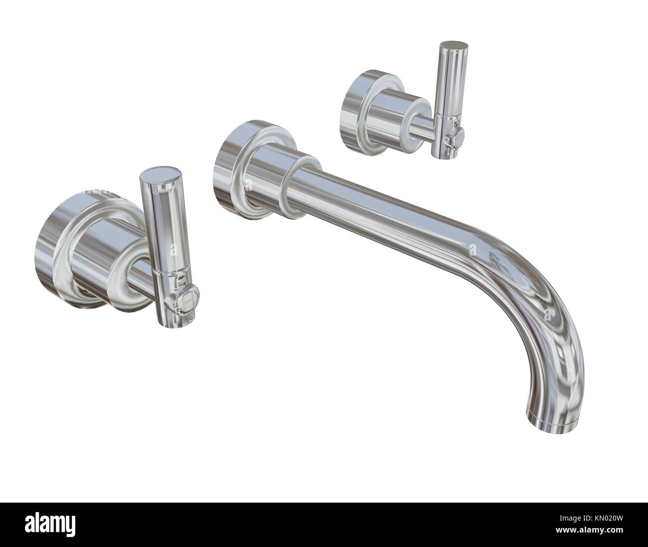 Modern faucet with chrome or stainless steel finishing, 3d illustration
