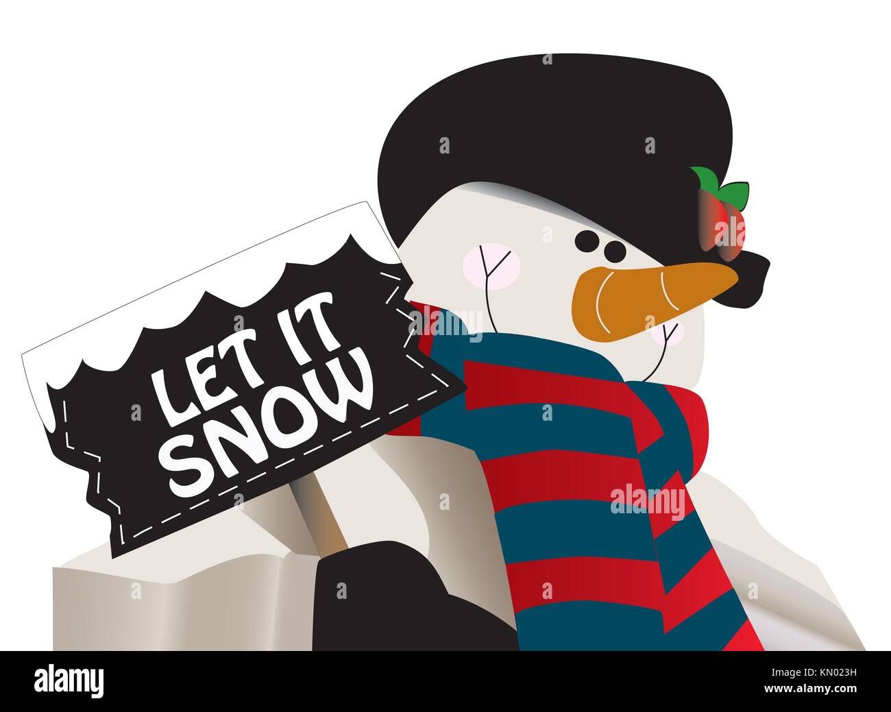 Let it snow! Snowman holding a sign Stock Photo - Alamy