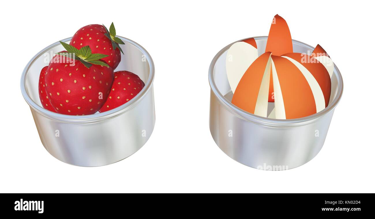Aluminum or stainless steel dessert cups with whole strawberries and