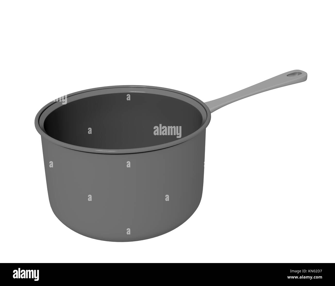 Black teflon coated or cast iron cooking pot, 3D illustration, isolated