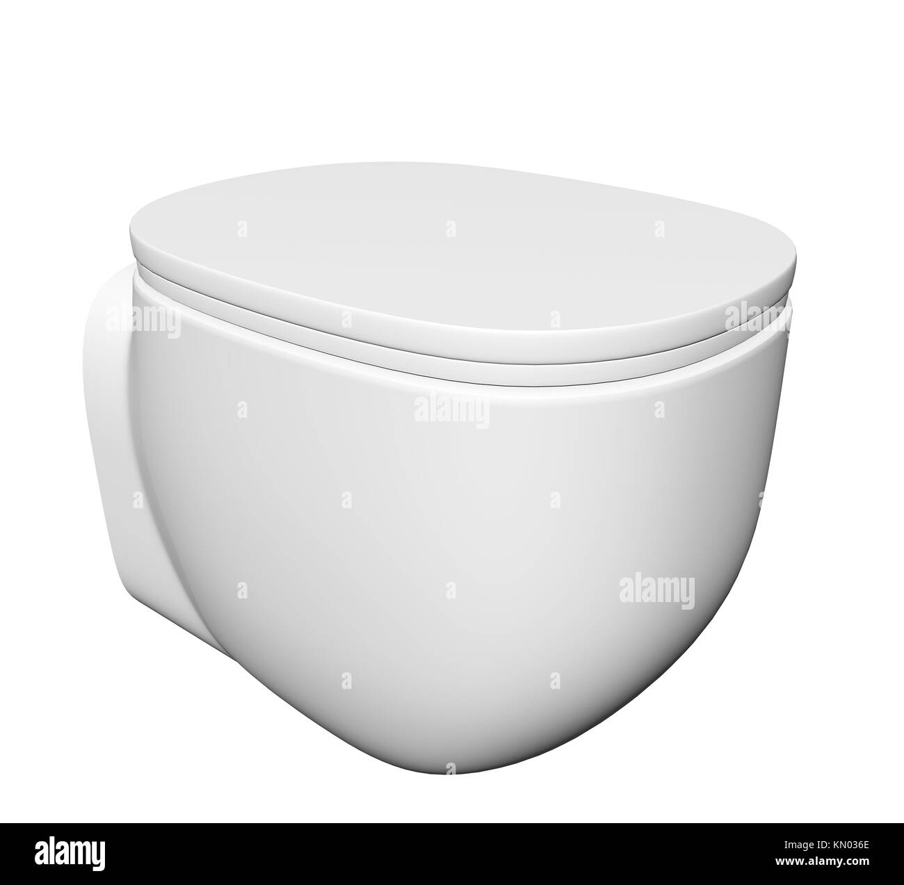 Modern white ceramic and acrylic toilet bowl and lid, isolated against