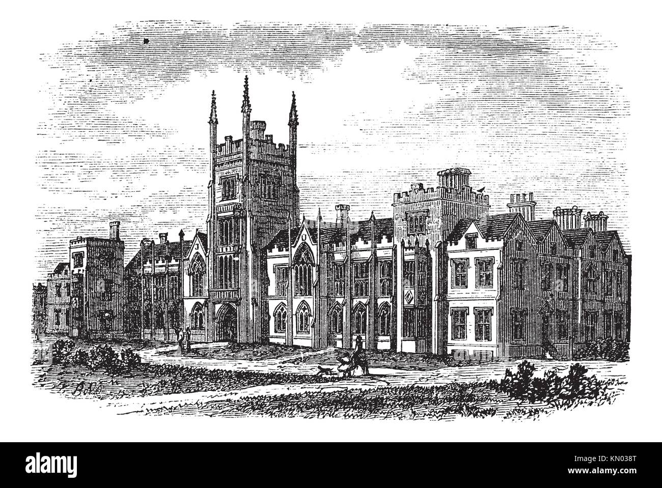 Queen´s University in Belfast, Ireland, during the 1890s, vintage engraving  Old engraved illustration of Queens University in Belfast Stock Photo