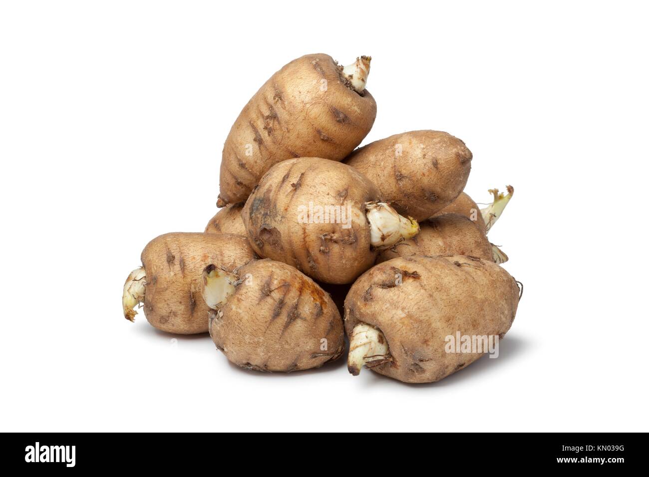 Turnip-rooted chervil on white background Stock Photo