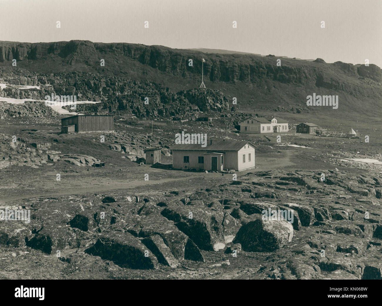 Danish arctic station Disko, Greenland in the late 19th century, circa 1889, Stock Photo