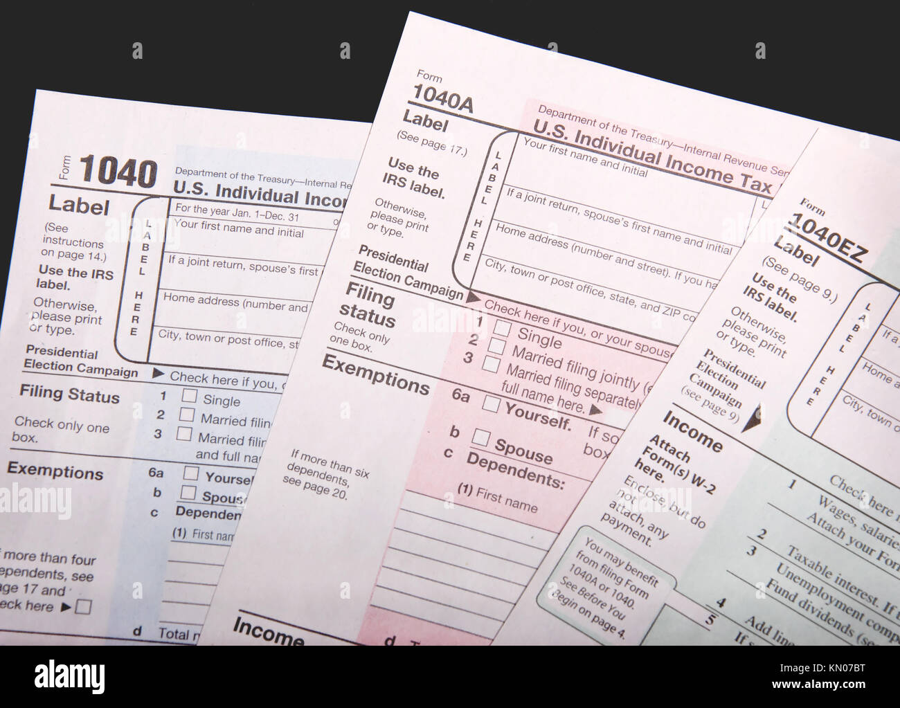 Variety of tax forms for filing calculations Stock Photo - Alamy