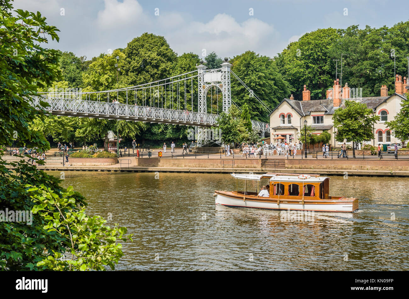 Sightseeing boat at the River Dee in Chester, Chesire, England, UK Stock Photo