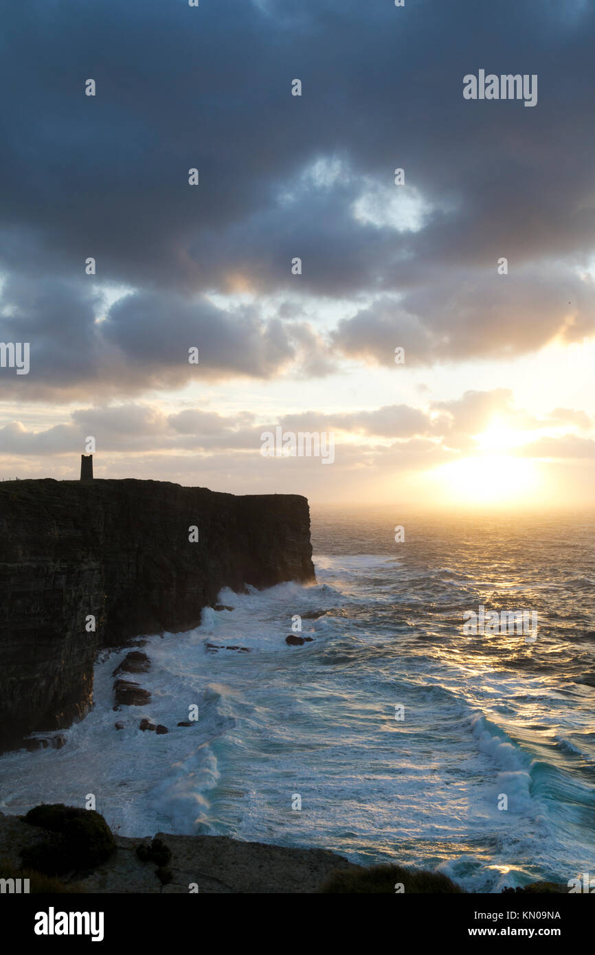 Winter sunset at Marwick Head, Orkney Stock Photo