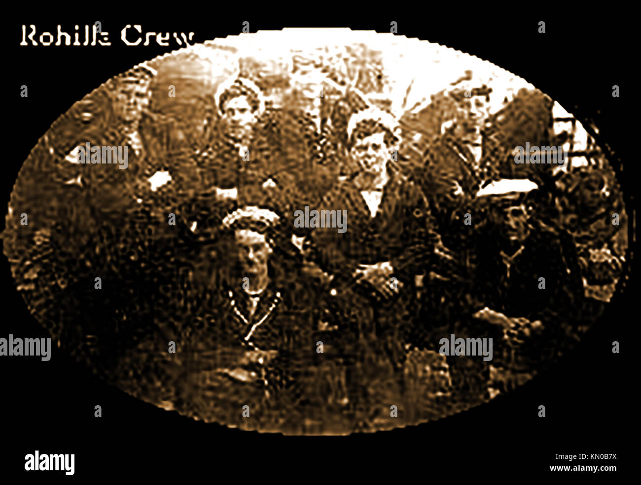 ROHILLA  - A greatly enlarged rare  snapshot photograph of some of the crew of the hospital ship  ROHILLA, wrecked at Whitby, Yorkshire, in 1914 Stock Photo