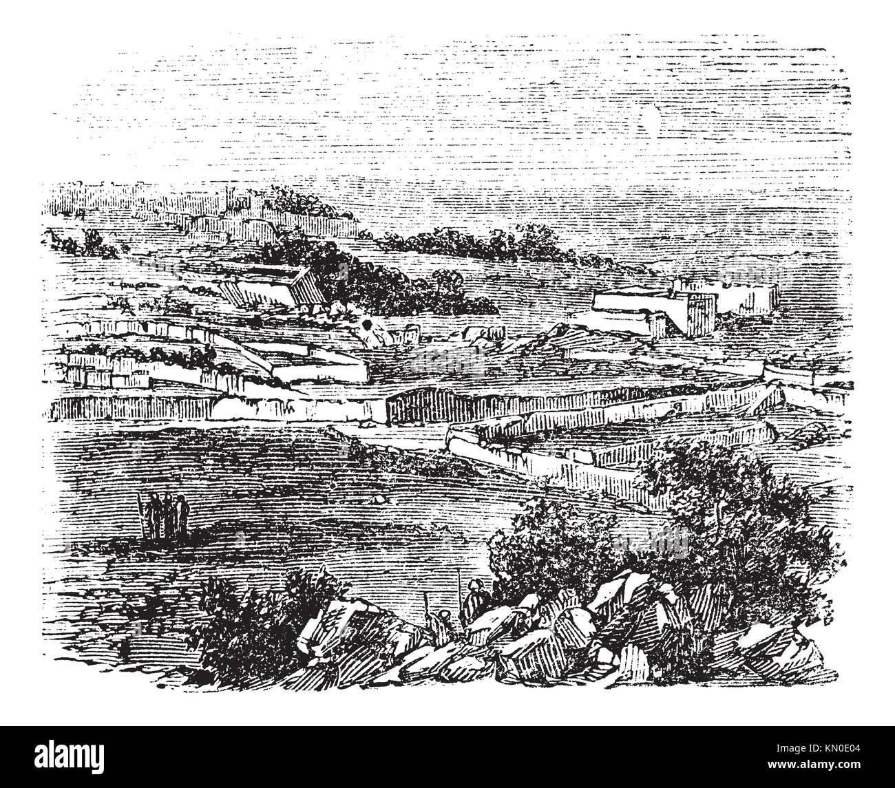 Bethel village, Jerusalem, old engraved illustration of the village, Bethel, Jerusalem in the 1890s Stock Photo