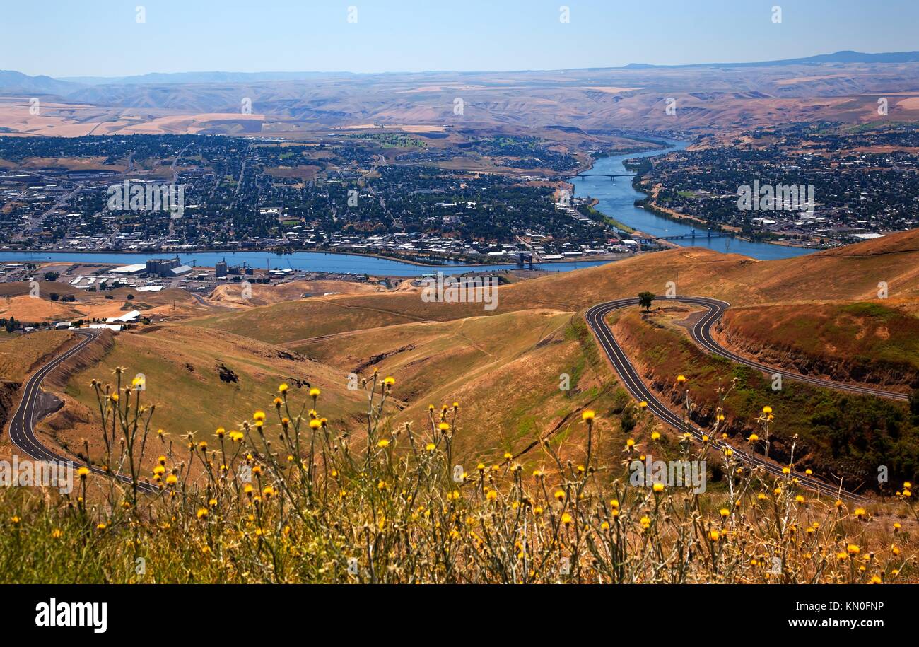 View of Snake River in Lewiston Idaho taken from Lewiston Hill Lewiston