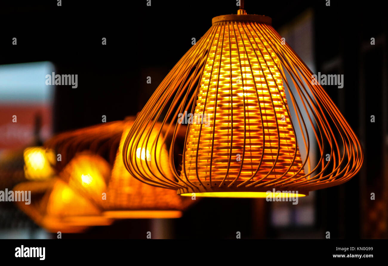 Hanging Oriental Bamboo lantern Stock Photo Alamy