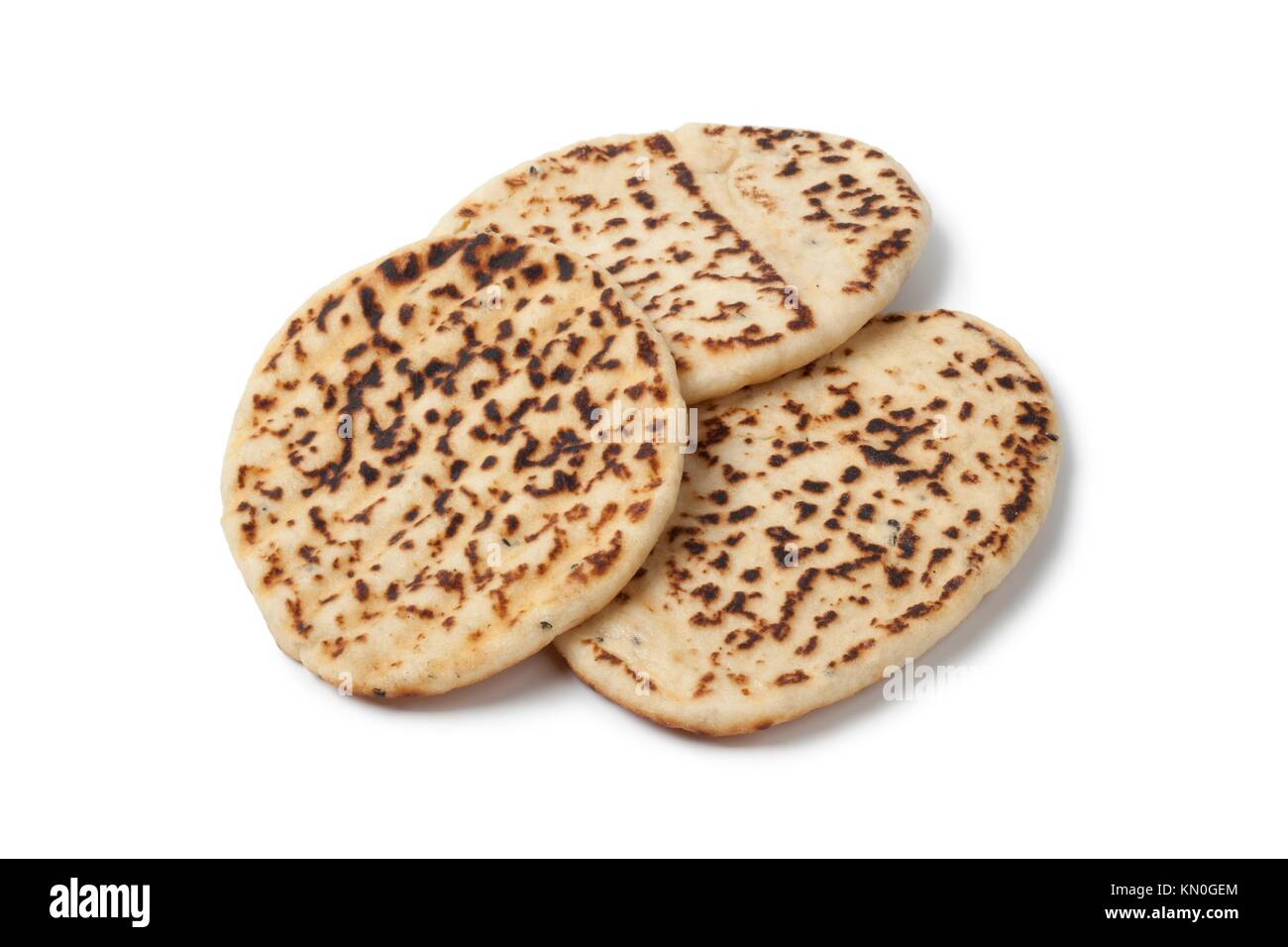 Fresh baked naan on white background Stock Photo Alamy
