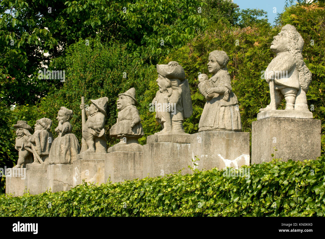 Czech Republic, Nove Mesto nad Metuji (Neustadt an der Mettau),  Statues by Matthias Bernhard Braun in the Castle Park Stock Photo