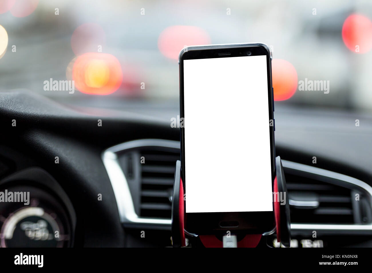 Download Smartphone Or Gps Device In A Holder On Car S Dashboard With Blurred Stock Photo Alamy PSD Mockup Templates
