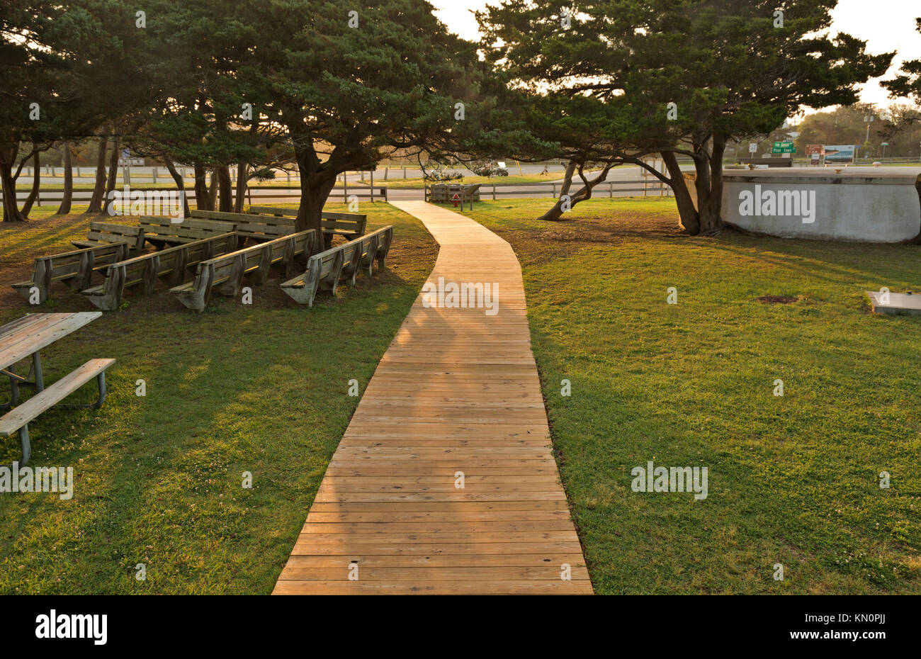 NC01038-00...NORTH CAROLINA - Boardwalk at the Cape Hatteras National Seashore Visitor Center in the town of Ocracoke. Stock Photo