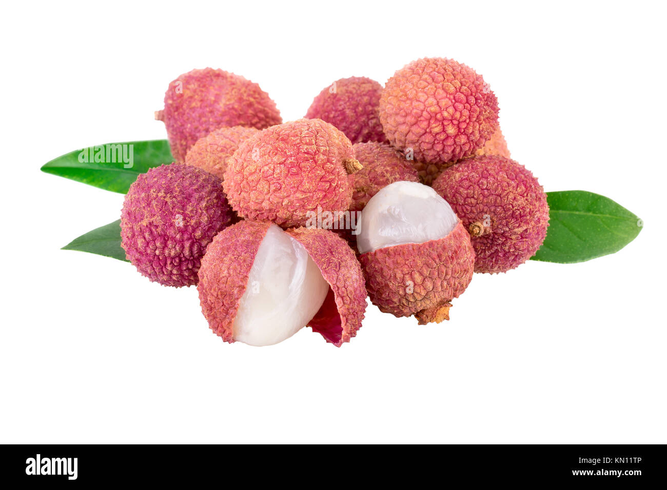 Lychee fruits on white with clipping path Stock Photo