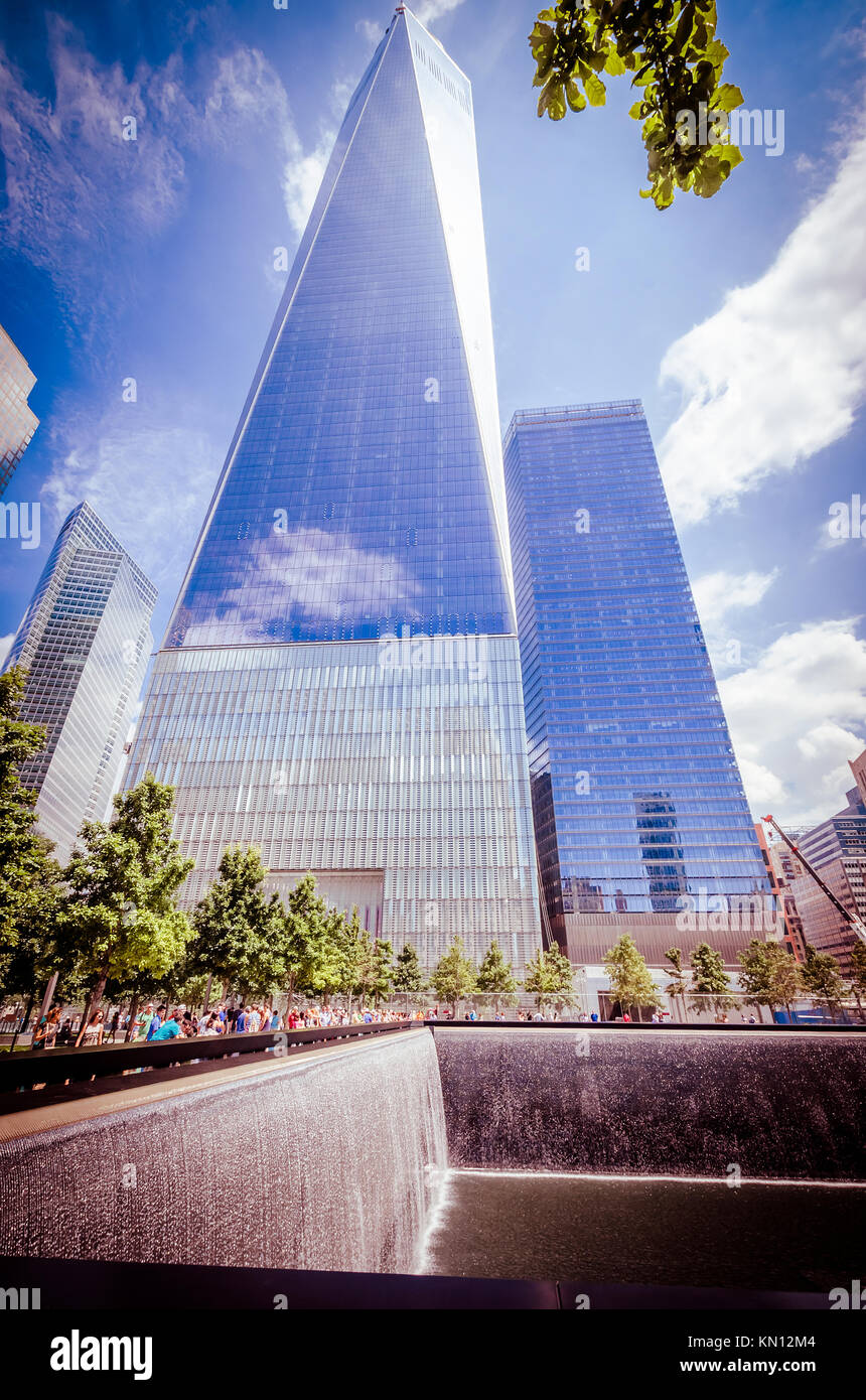 NEW YORK JULY 17 People visit 9/11 Memorial in Manhattan on July 17