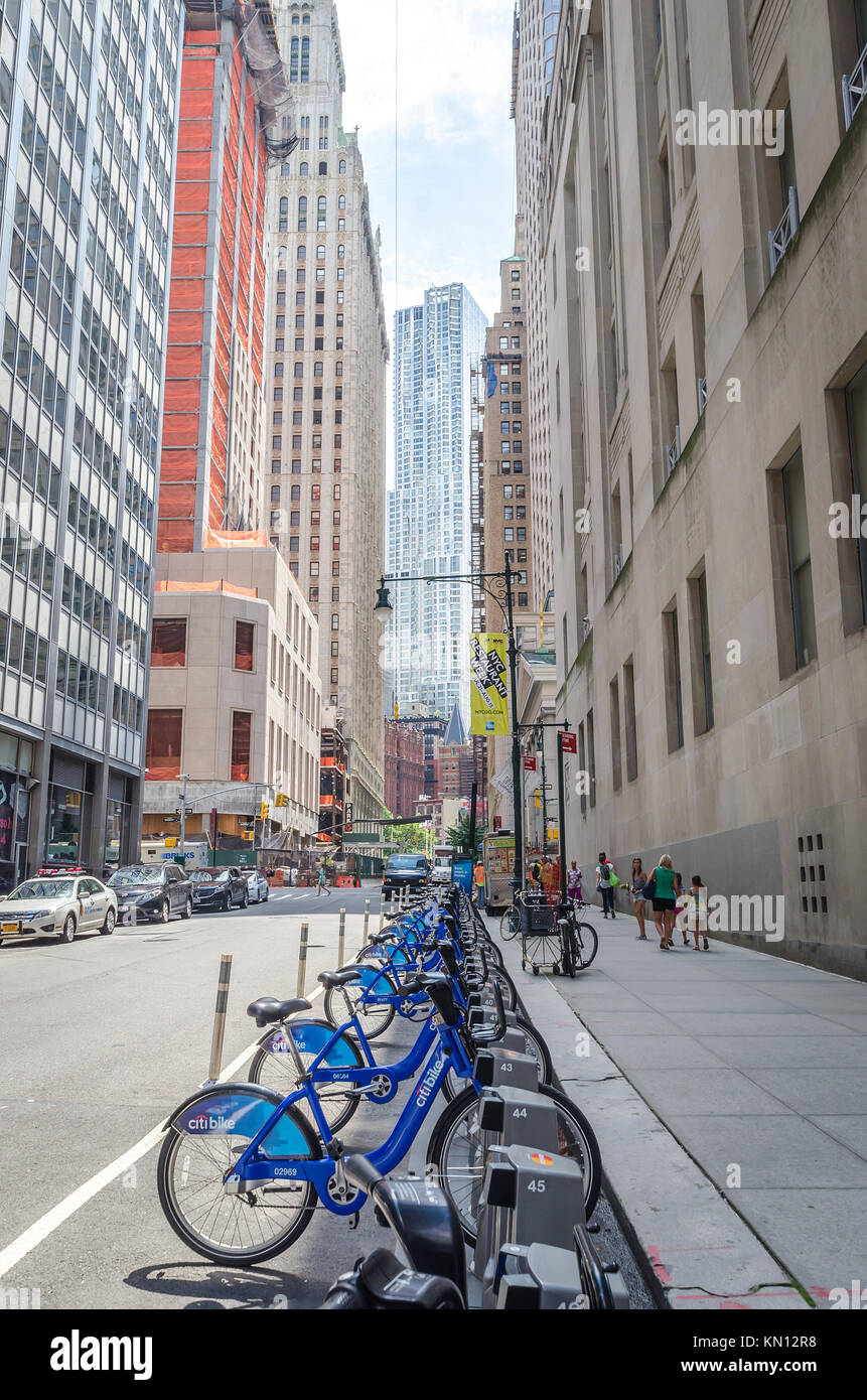NEW YORK JUL 17 Citi bike station in Manhattan on July 17, 2014. NYC