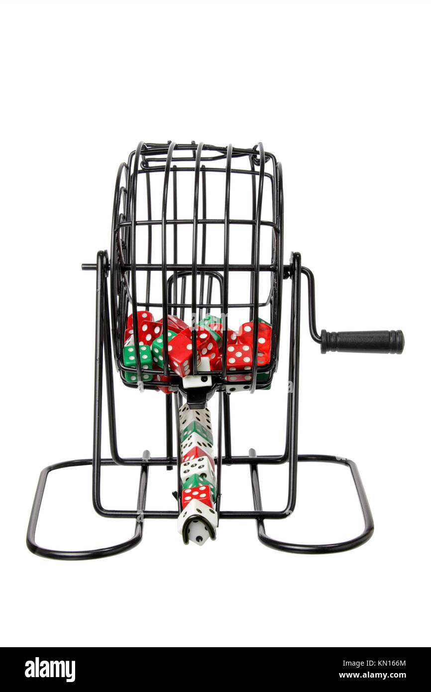 Bingo Game Cage with Dice on White Background Stock Photo Alamy