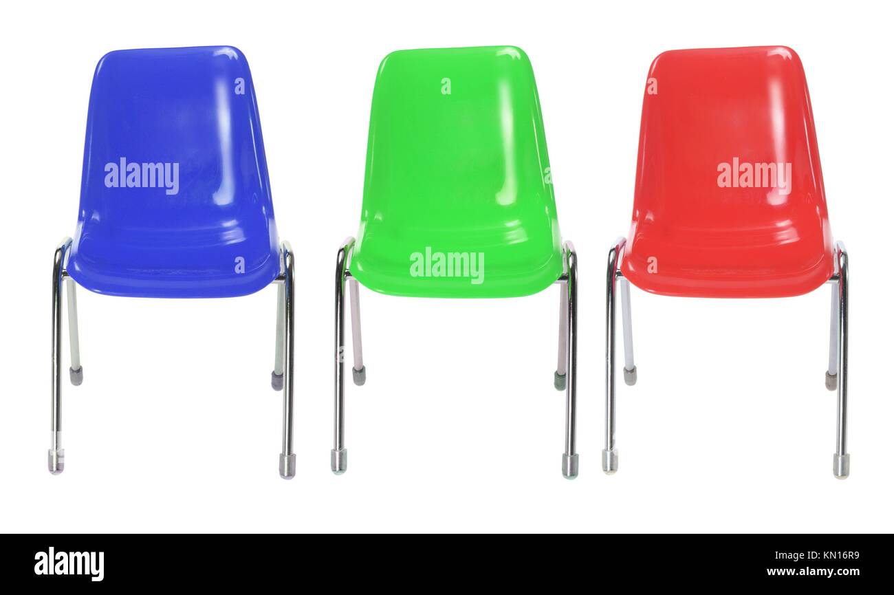 Plastic Chairs on White Background Stock Photo Alamy