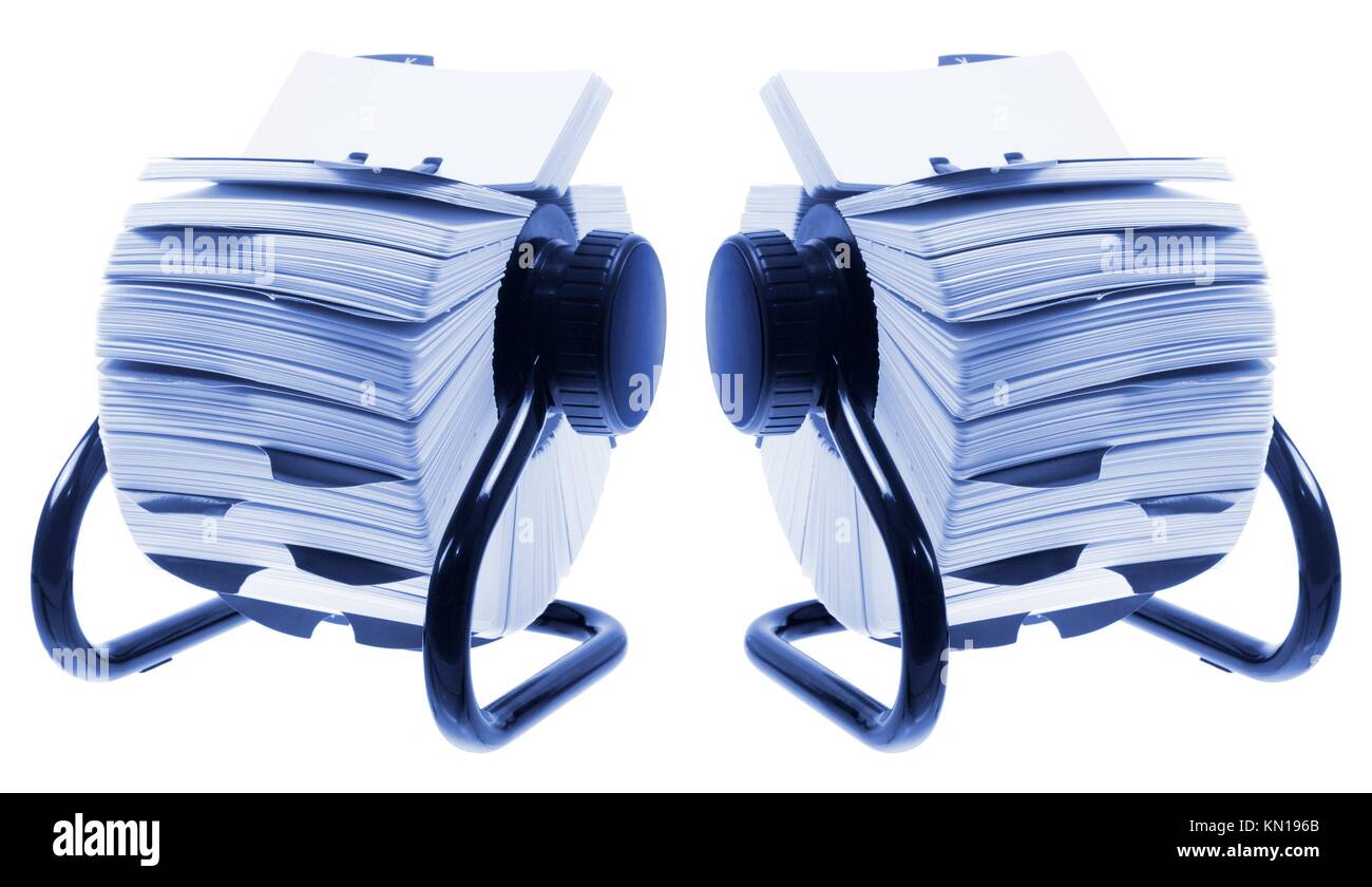 Rotary Card Index on White Background Stock Photo Alamy