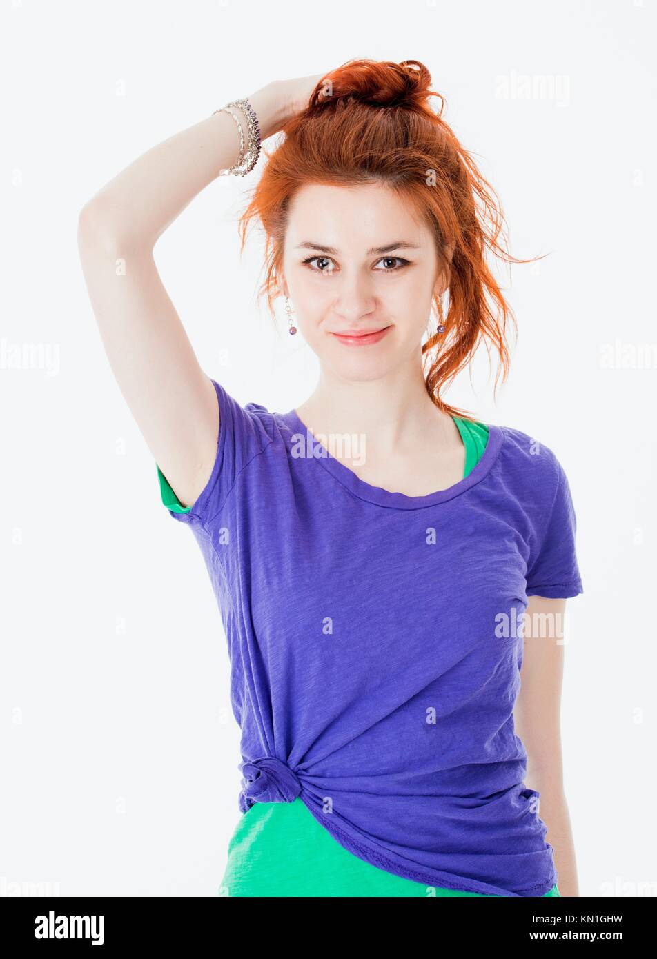 Studio portrait of attractive young woman working out. Stock Photo