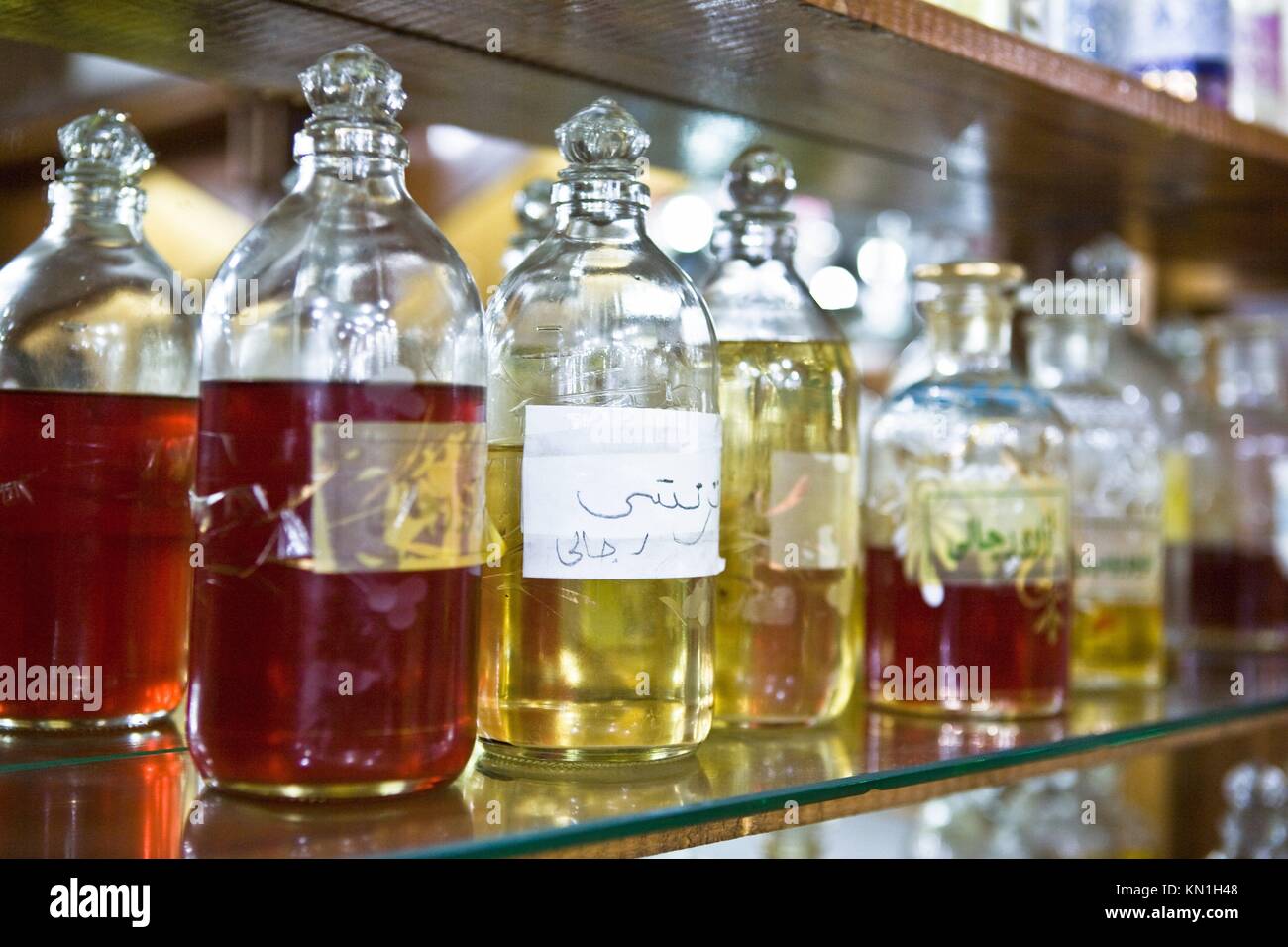 Glass bottles at Egyptian perfumery, Luxor, Egypt Stock Photo Alamy