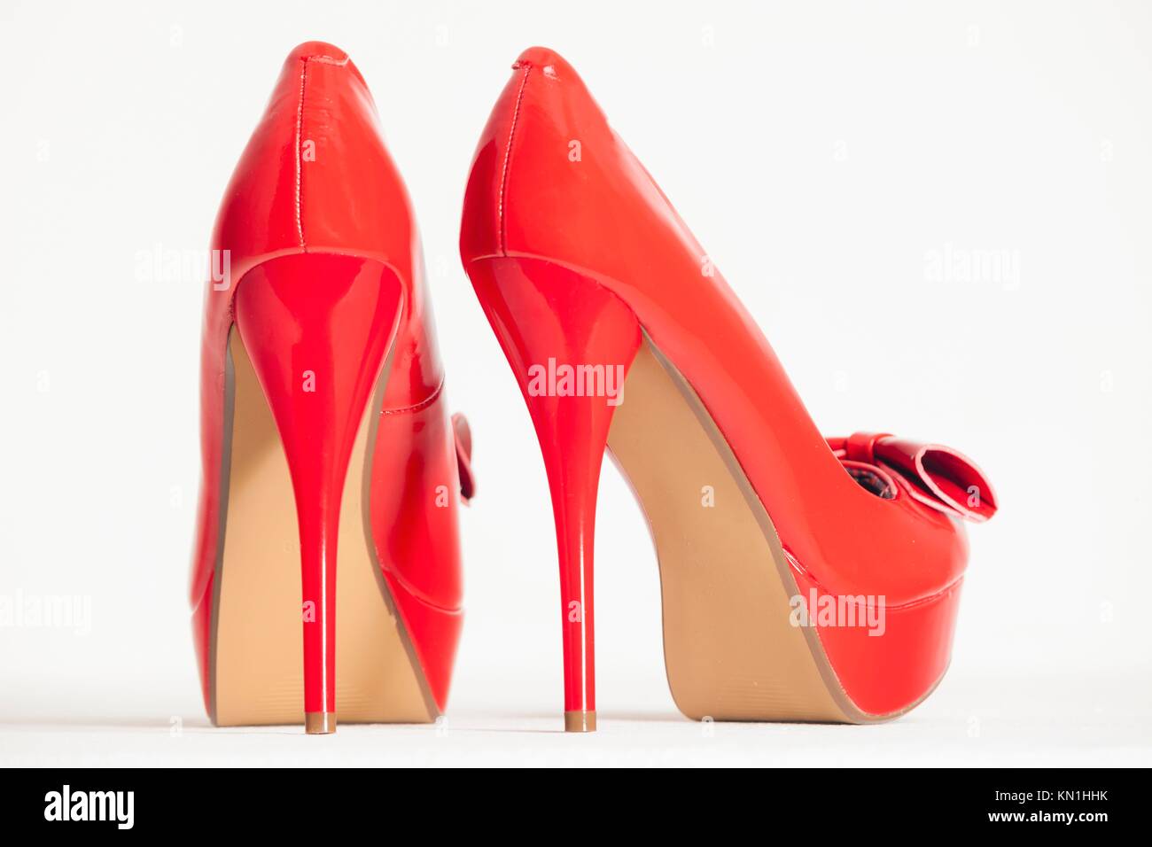 fashionable platform red pumps Stock Photo Alamy