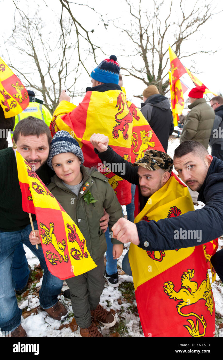 cilmery-powys-uk-9th-december-2017-the-red-and-yellow-flag-of-the