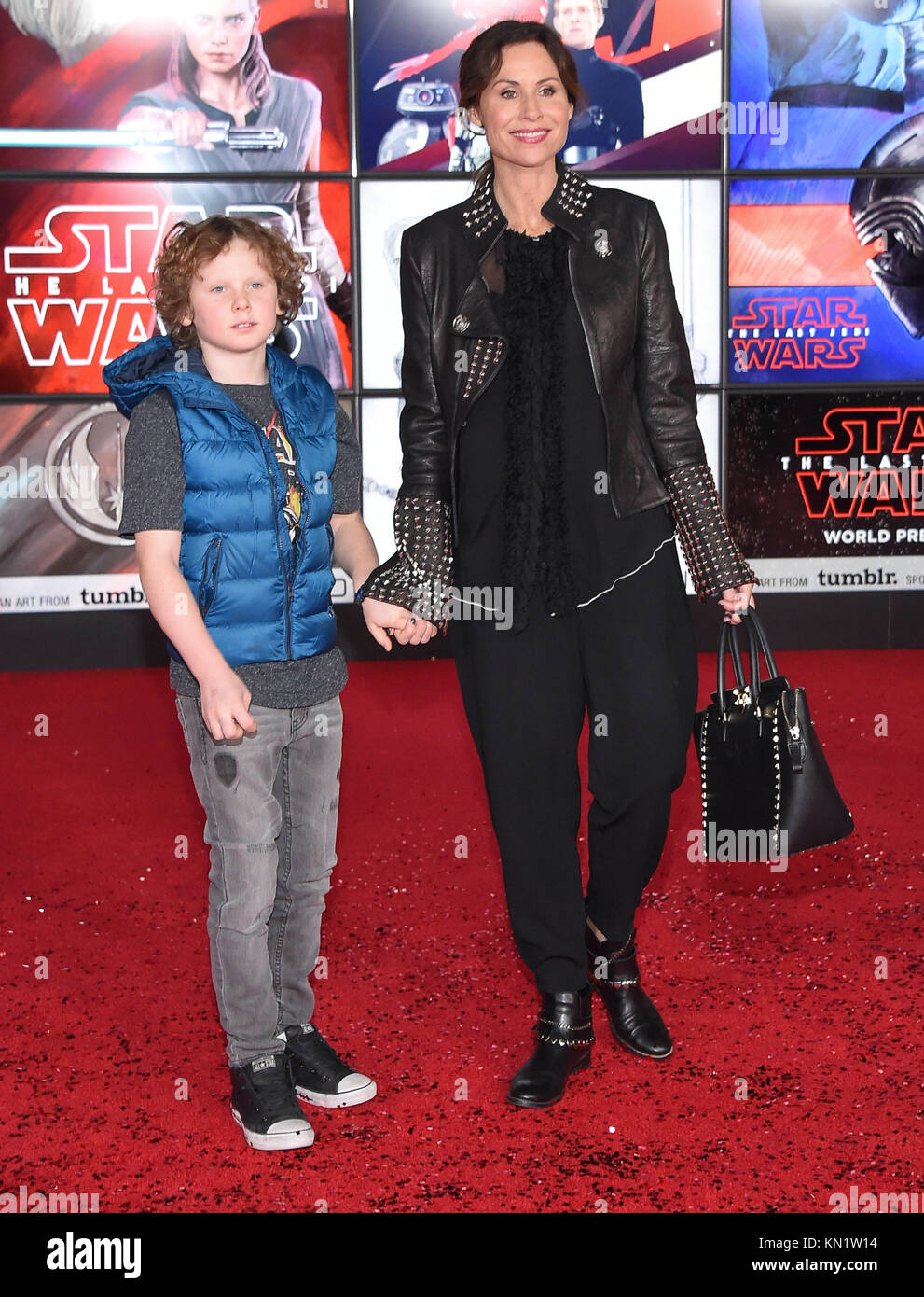Los Angeles, California, USA. 9th Dec, 2017. Minnie Driver and Henry Story Driver arrives for the premiere of the film 'Star Wars: The Last Jedi' at the Shrine Auditorium. Credit: Lisa O'Connor/ZUMA Wire/Alamy Live News Stock Photo