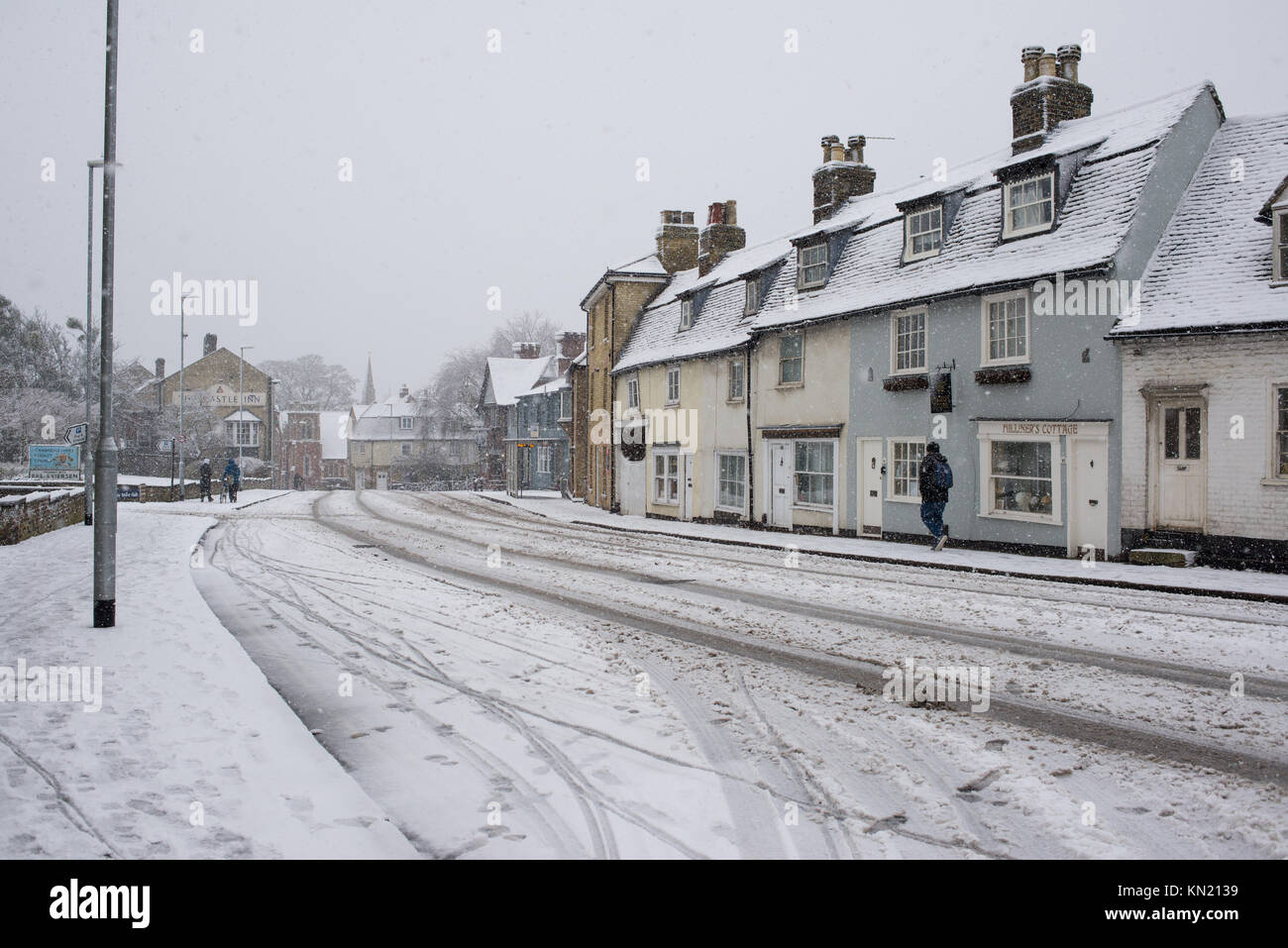 Cambridge, UK 10 December 2017. UK Weather Heavy snow in Cambridge