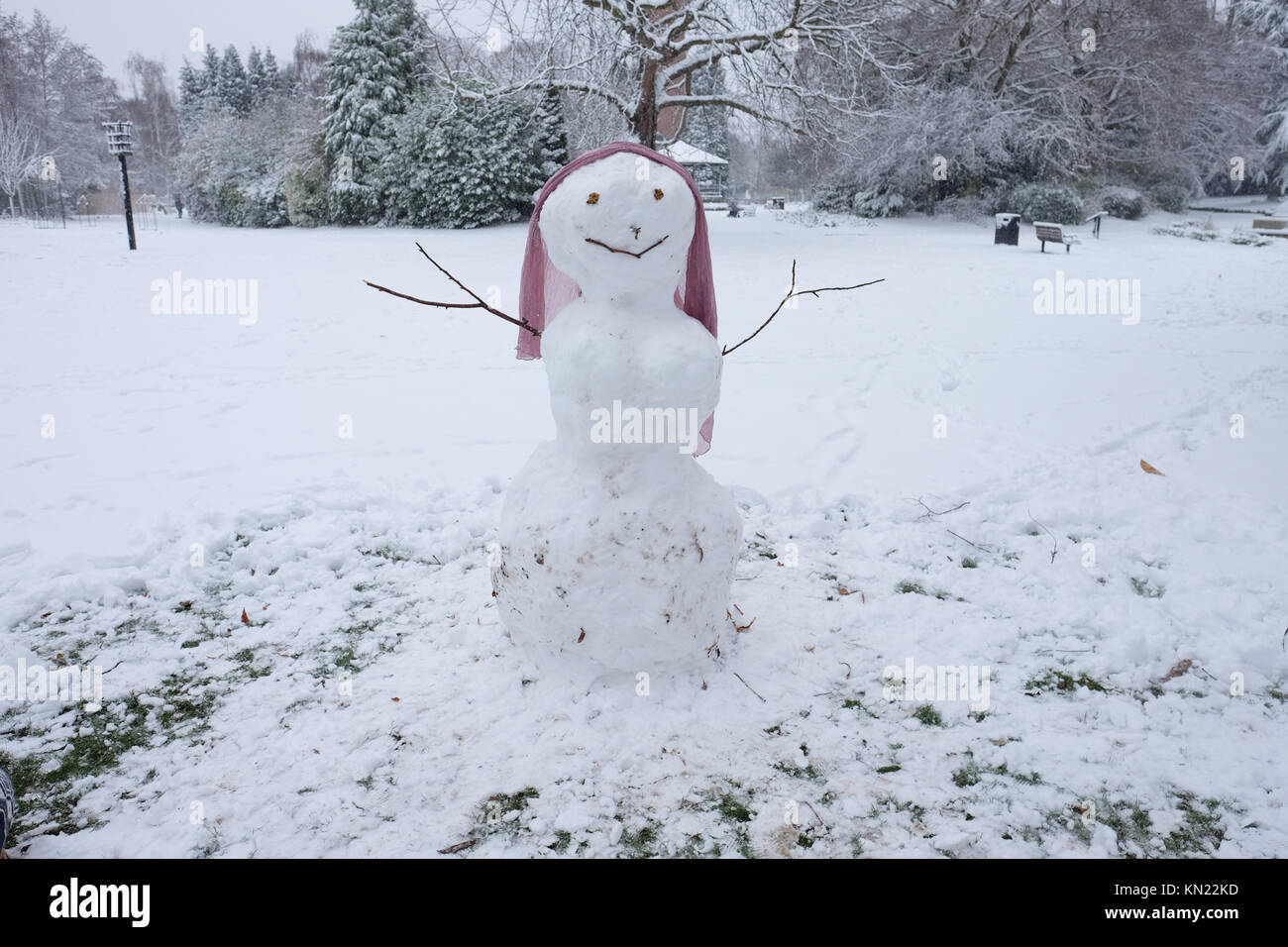 snowman in queens park loughborough Stock Photo