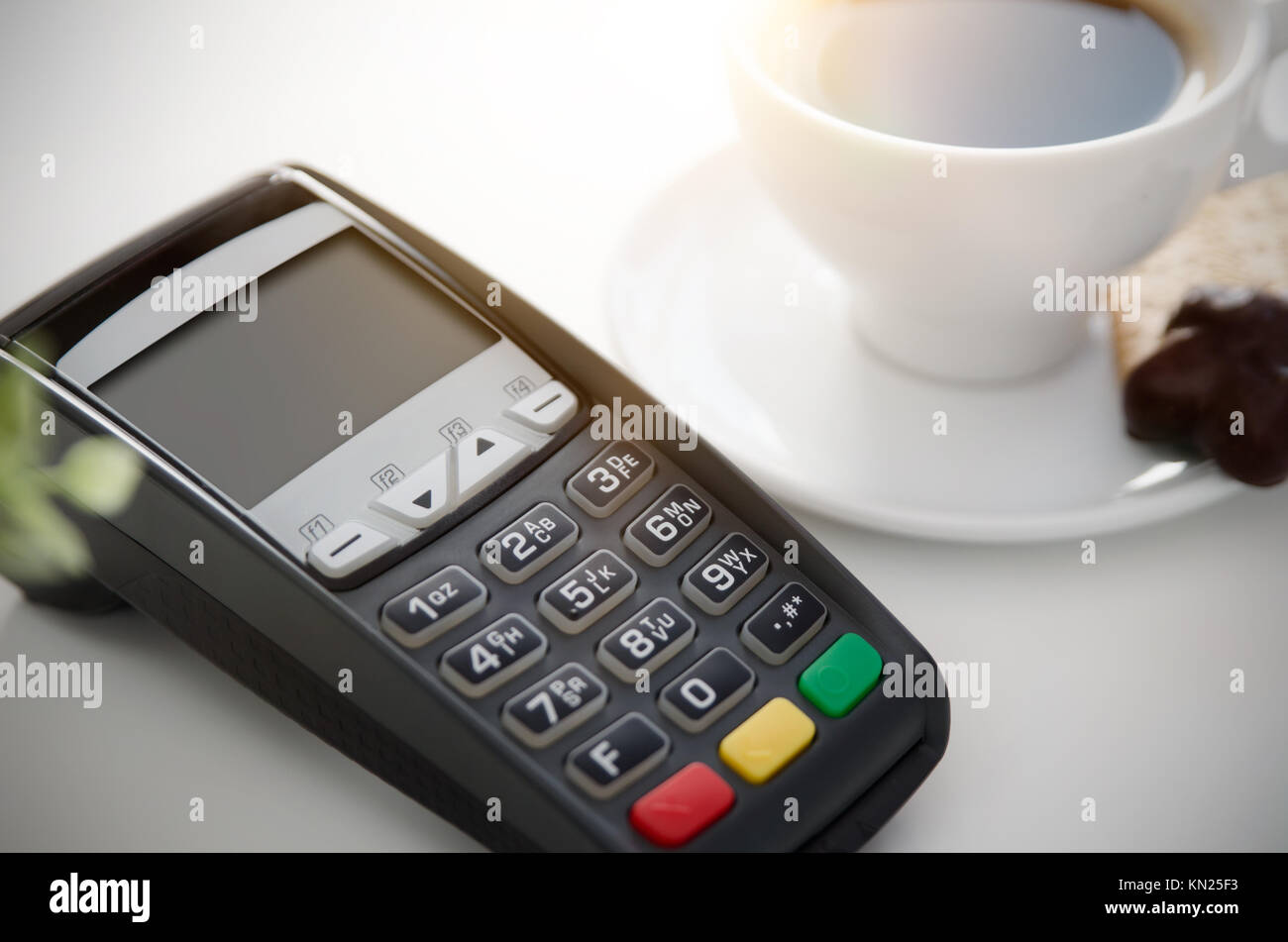 Mobile payment in cafe with smart phone nfc near field communication