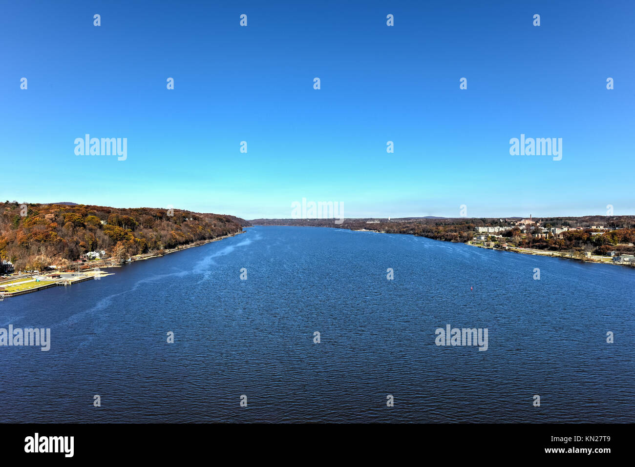 View from the MidHudson Bridge crossing the Hudson River in