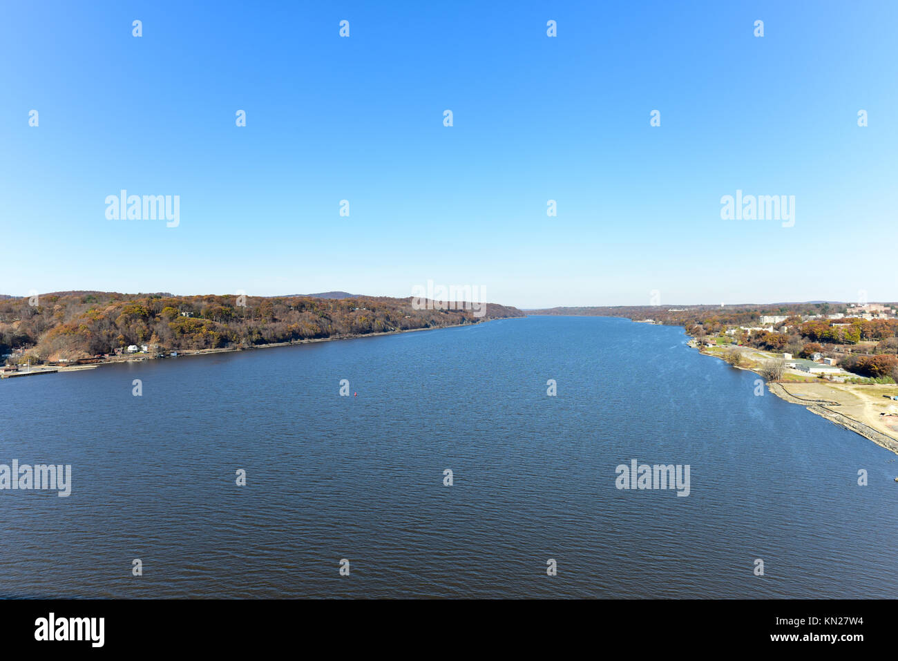 View from the Mid-Hudson Bridge crossing the Hudson River in Poughkeepsie, New York Stock Photo