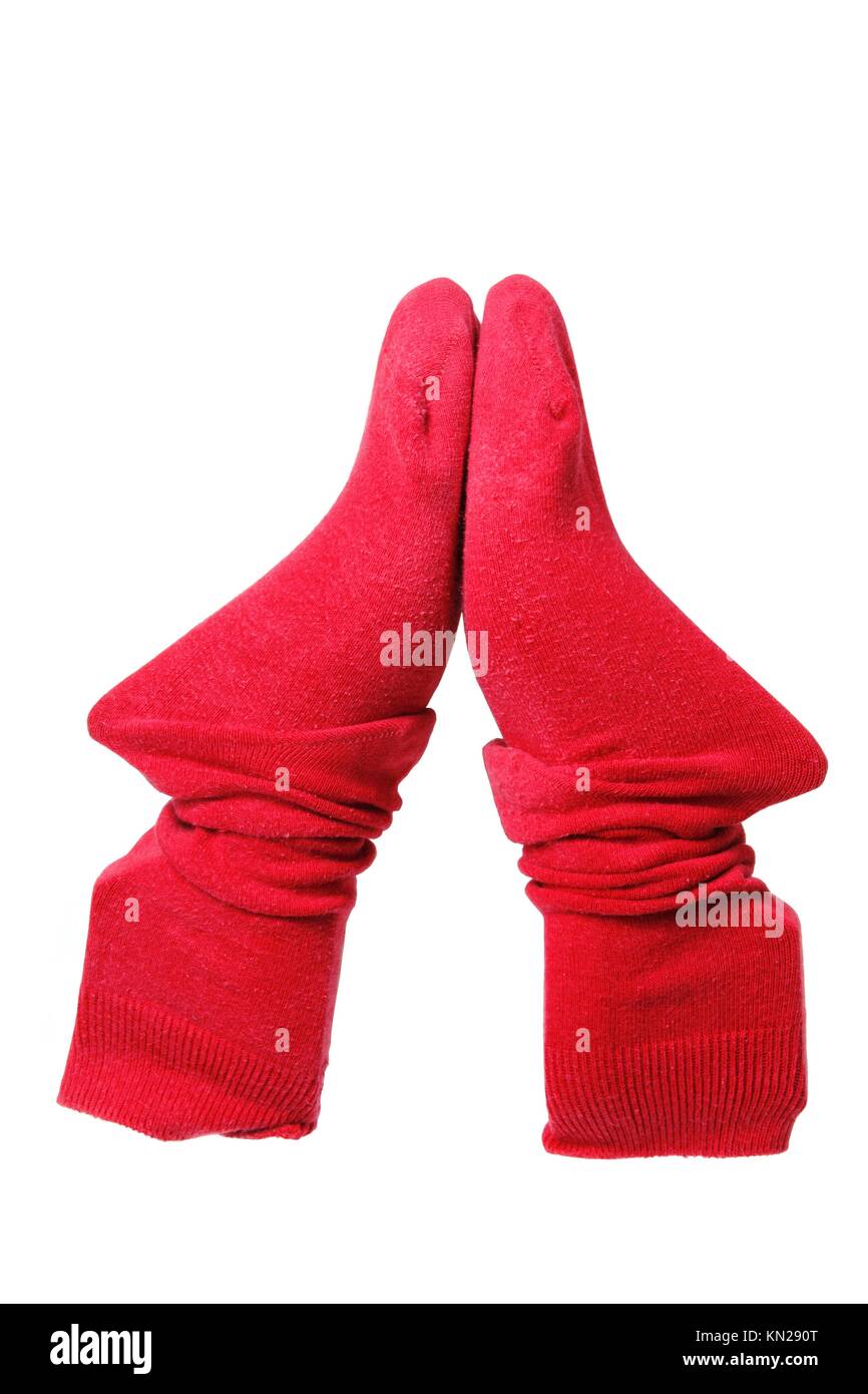 Red Socks on White Background Stock Photo - Alamy