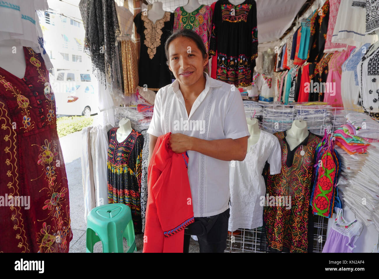 Traditional Oaxacan clothing being sold at the Oaxaca Fair in Acapulco
