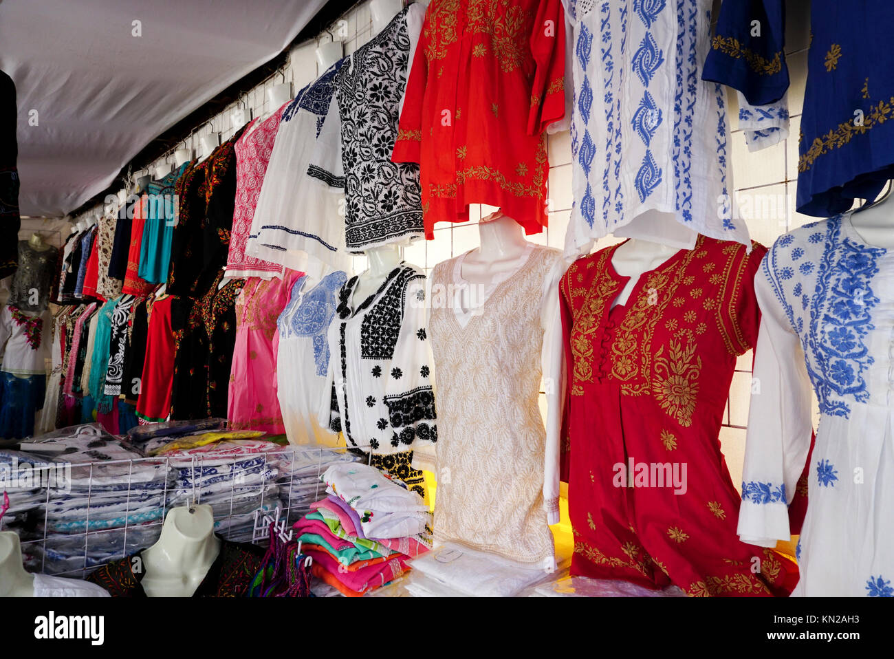 Traditional Oaxacan clothing being sold at the Oaxaca Fair in Acapulco
