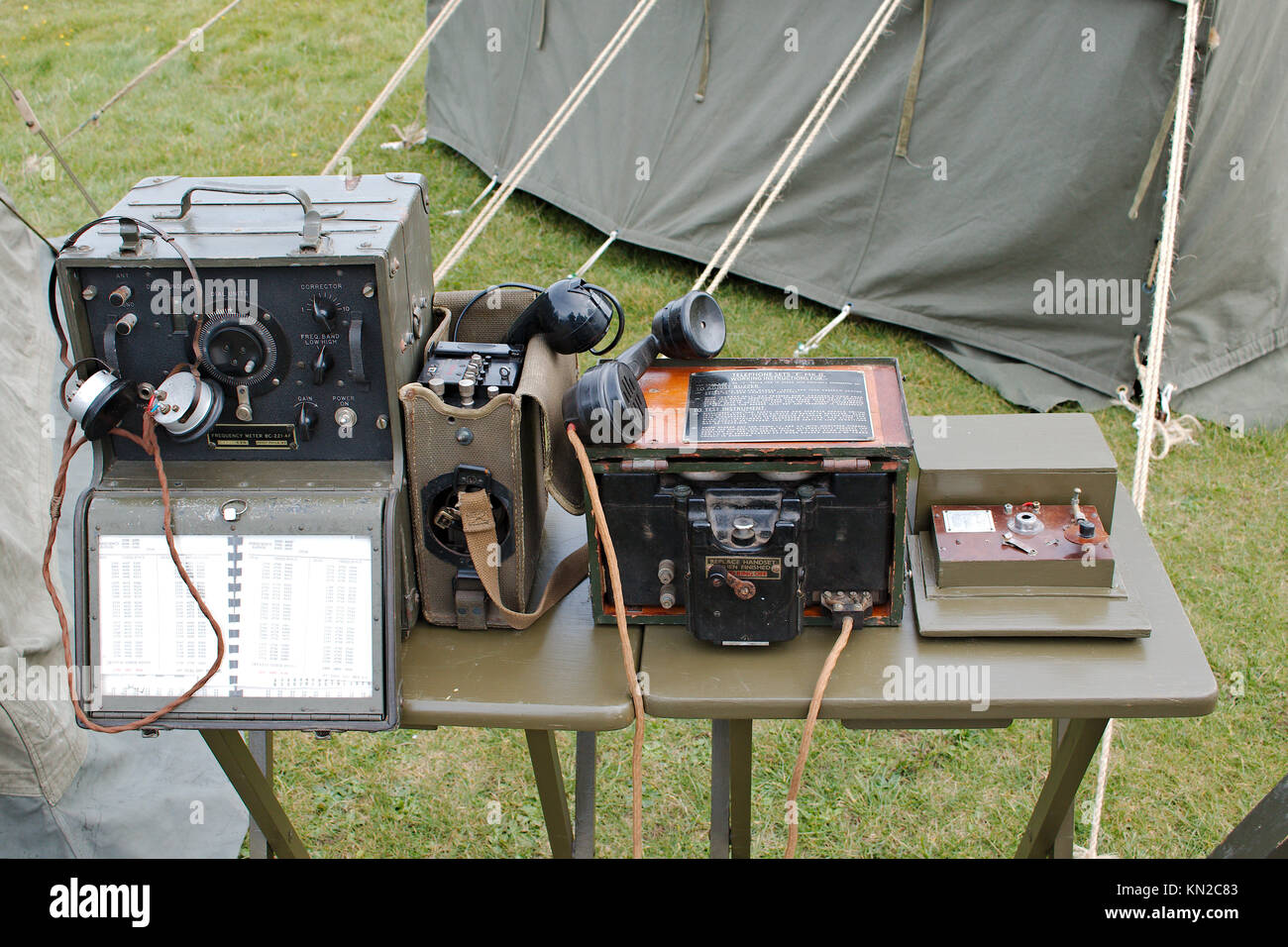 World War 2 Era Historical Field Radio And Morse Code Set Stock