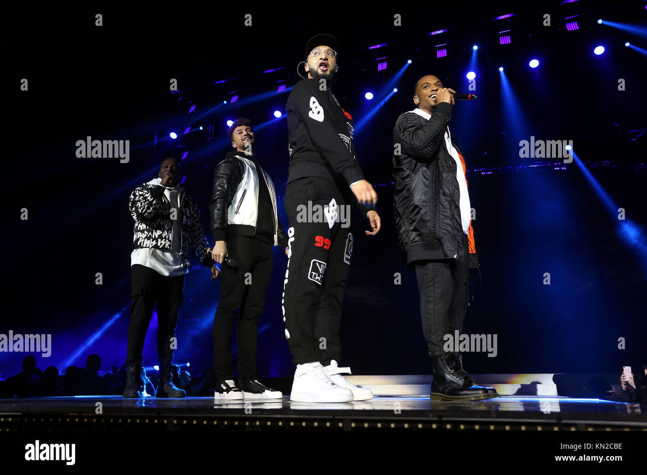Rak-Su perform on stage during day one of Capital's Jingle Bell Ball with Coca-Cola at London's O2 Arena. Stock Photo