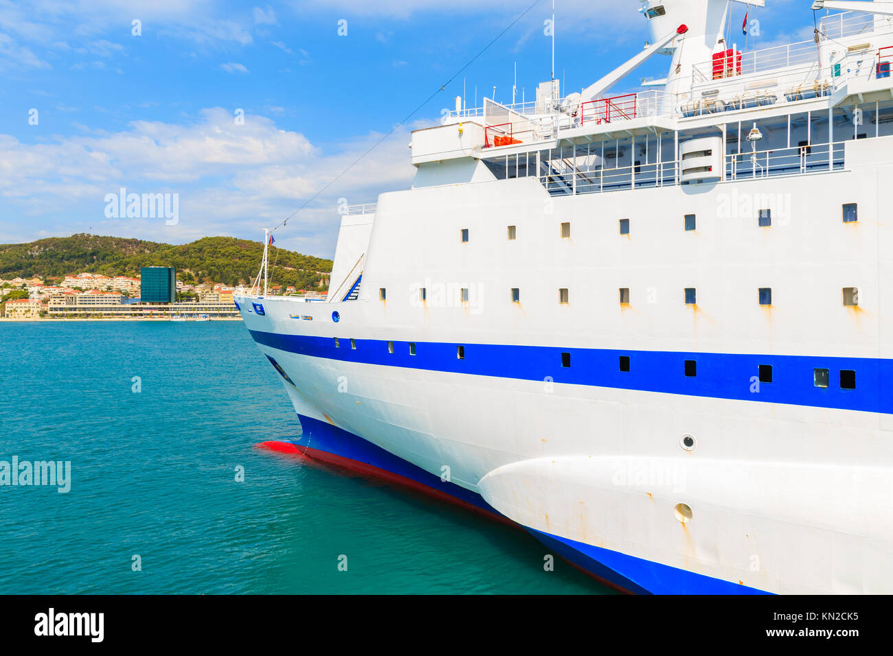 Ferry ship carrying departing Split port, Croatia Stock Photo