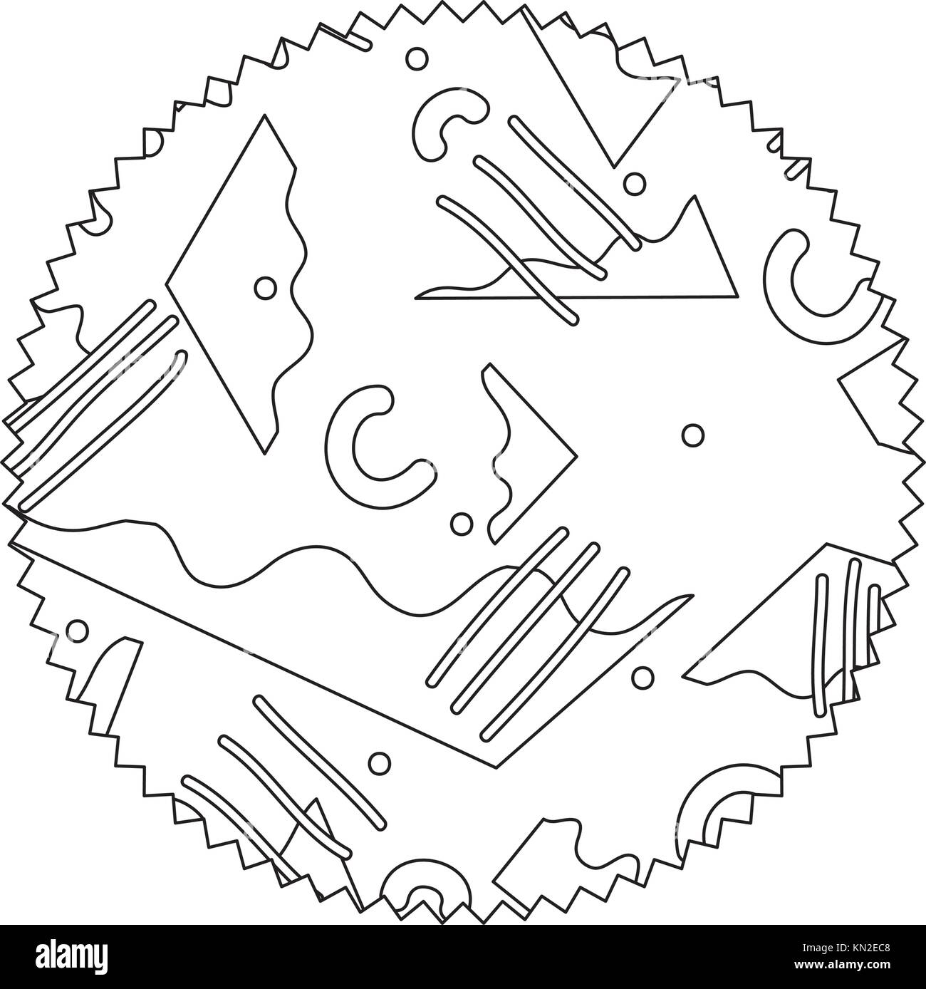 line circle with abstract figures style background vector illustration ...