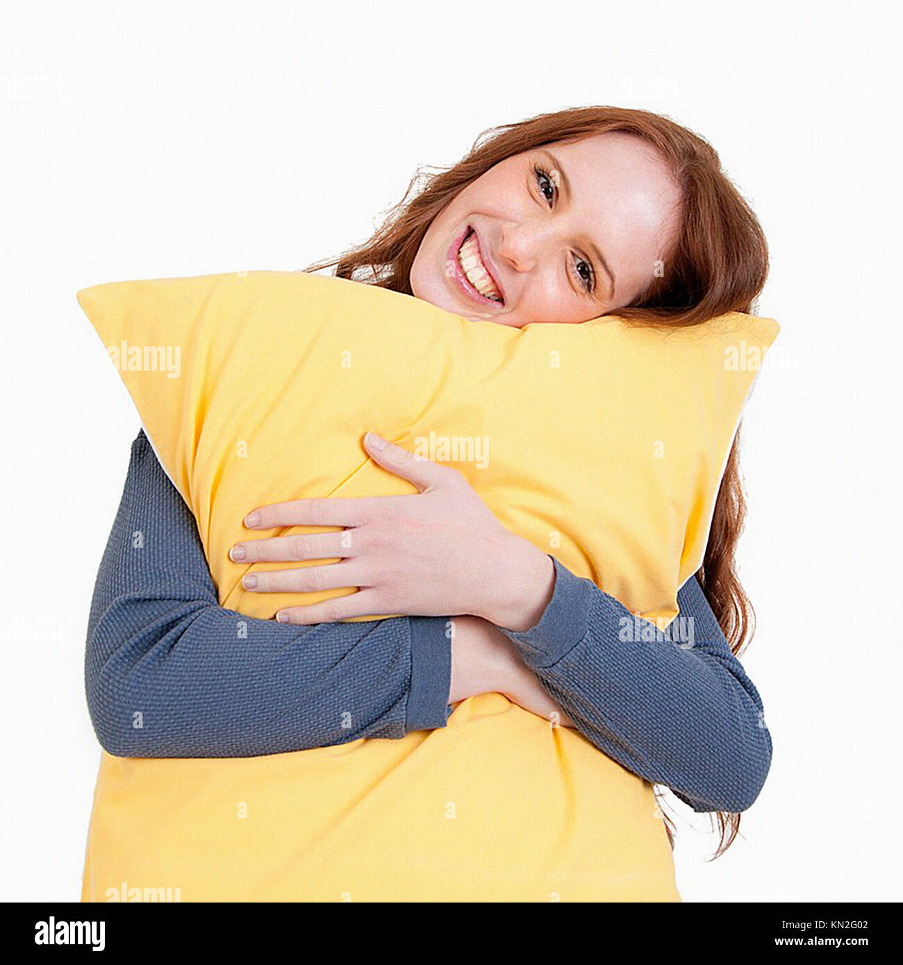Woman Holding Pillow Arm Stock Photos Woman Holding Pillow Arm