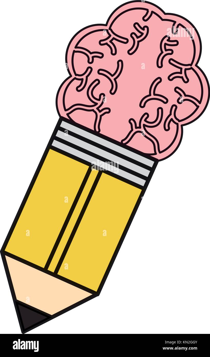 Pencil With A Brain Shaped Eraser Stock Vector Image & Art Alamy
