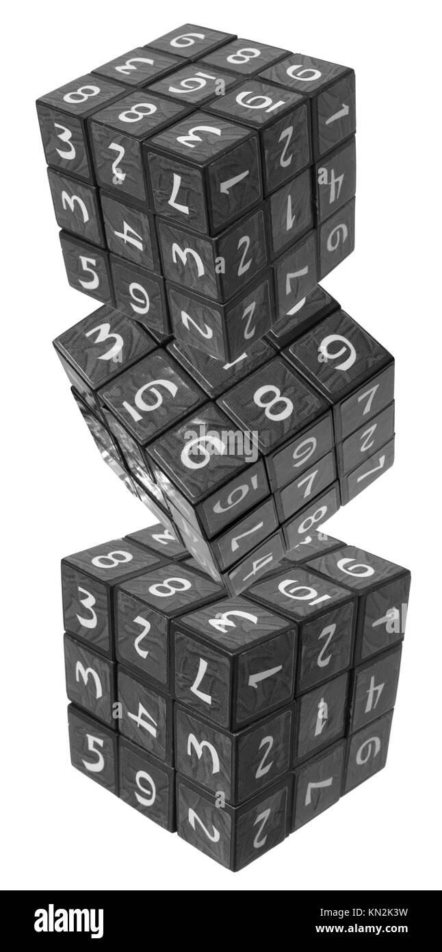 Number Cubes on White Background Stock Photo - Alamy