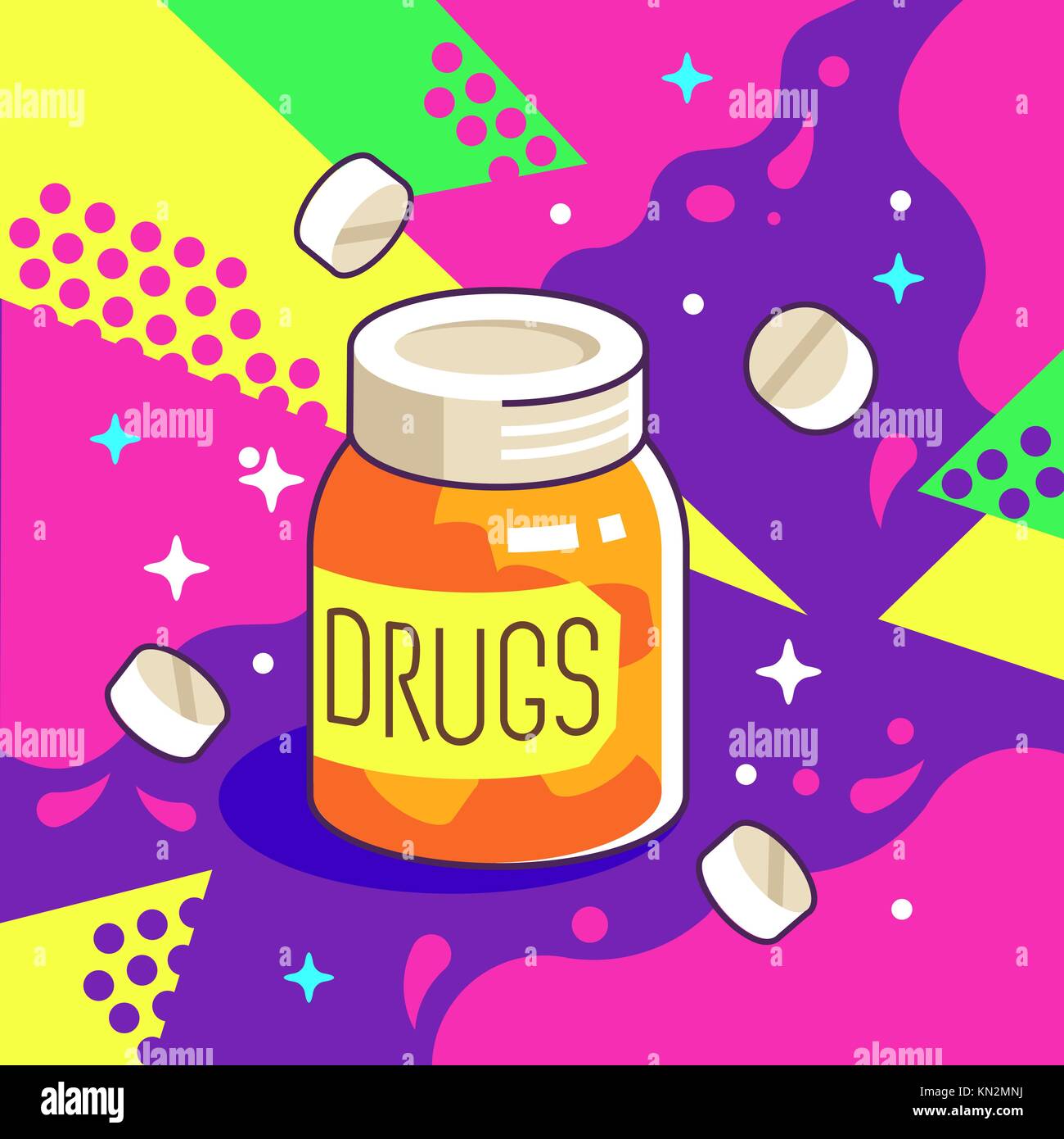 Pharmacy Drugs Jar Vector Illustration in Pop Art Style Stock Vector